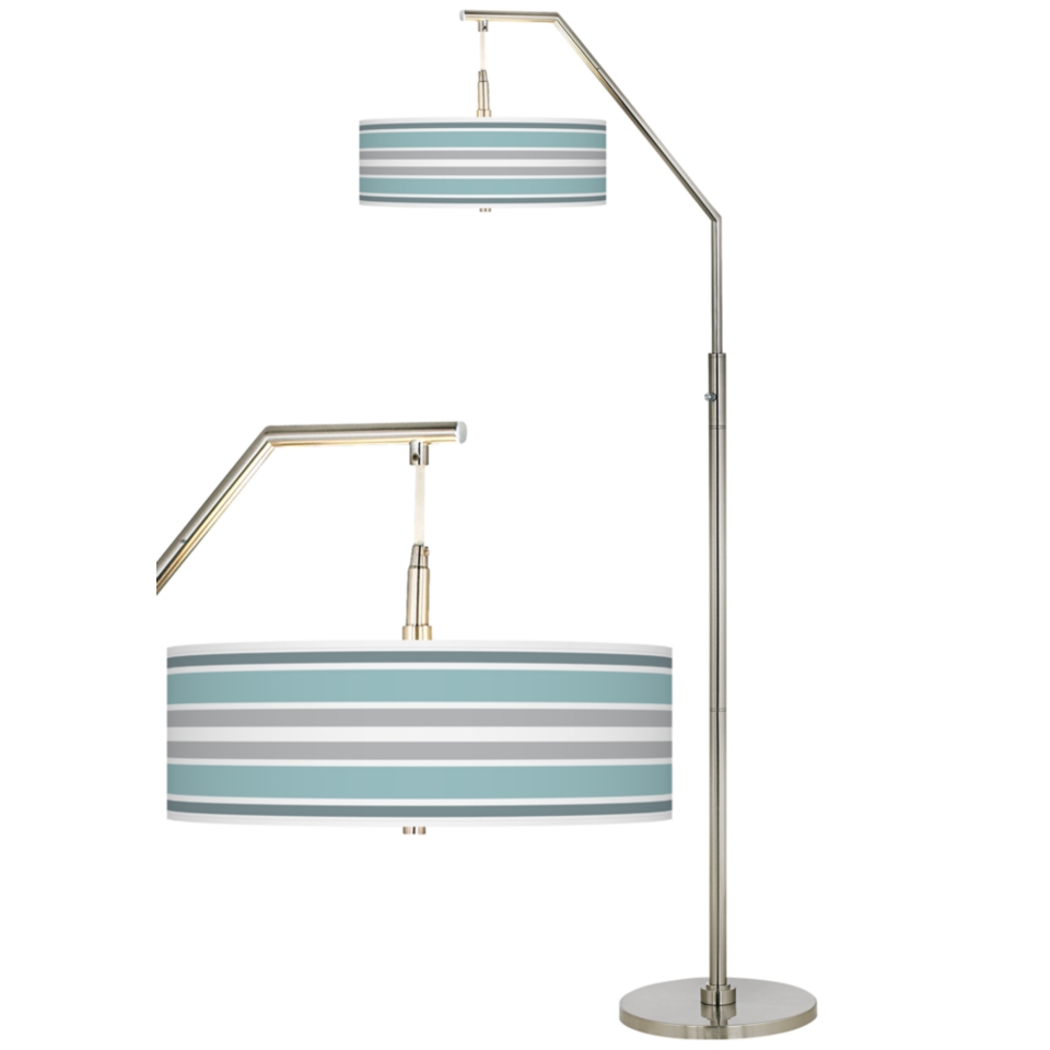 Multi Color Stripes Giclee Shade Arc Floor Lamp   #H5361 X4215