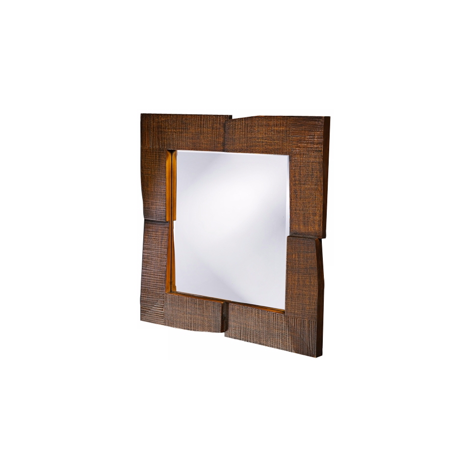 Textured faux oak stain. Resin construction. 25 square frame. Mirror