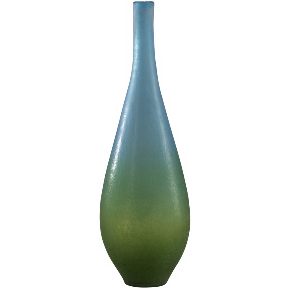 Vizio Blue and Green 21 1/2" High Art Glass Vase   #J0385