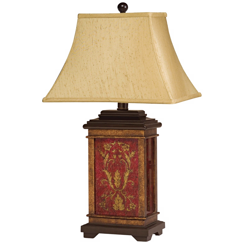 Kichler Hand Painted Aged Red Table Lamp   #J1498