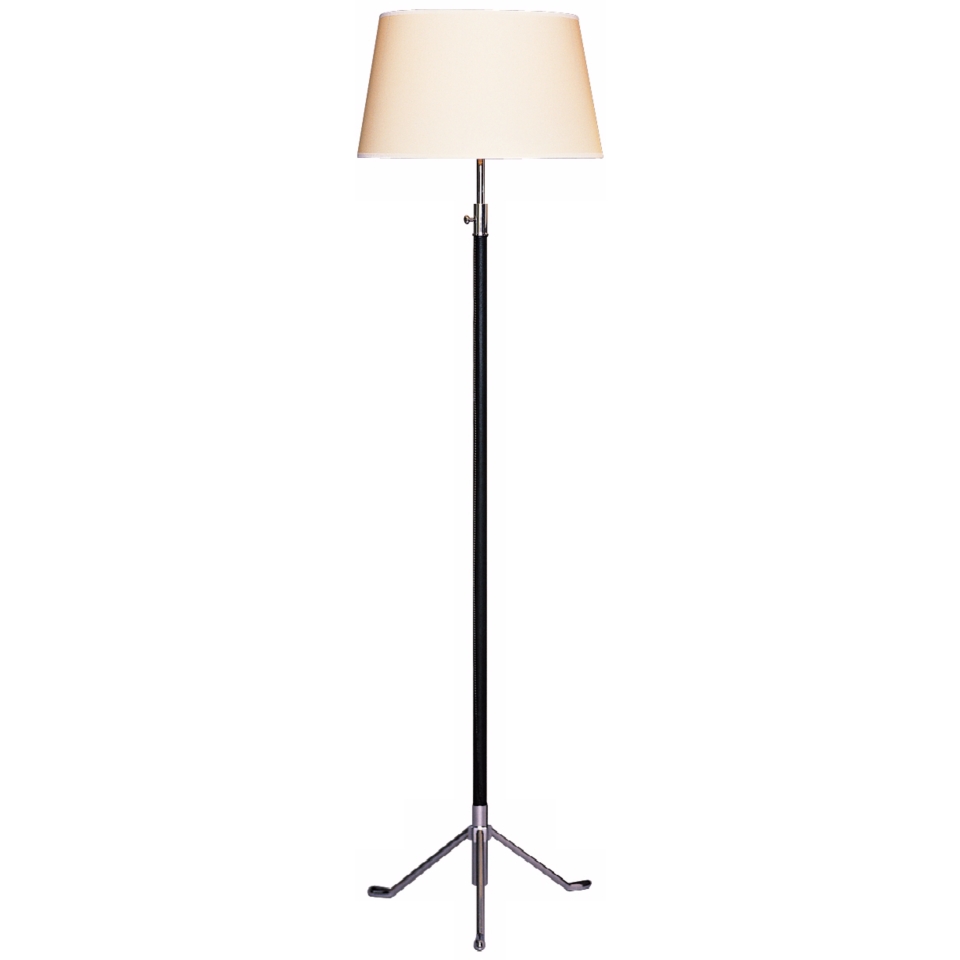 Robert Abbey Todd Black Leather Footed Floor Lamp   #J1676