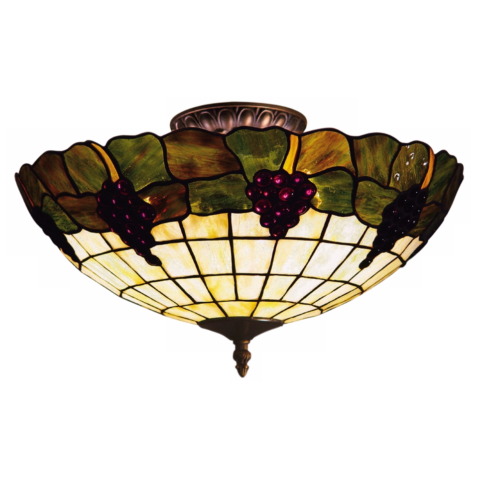 Grapevine Tiffany Glass 16" Wide Ceiling Light Fixture   #K4131
