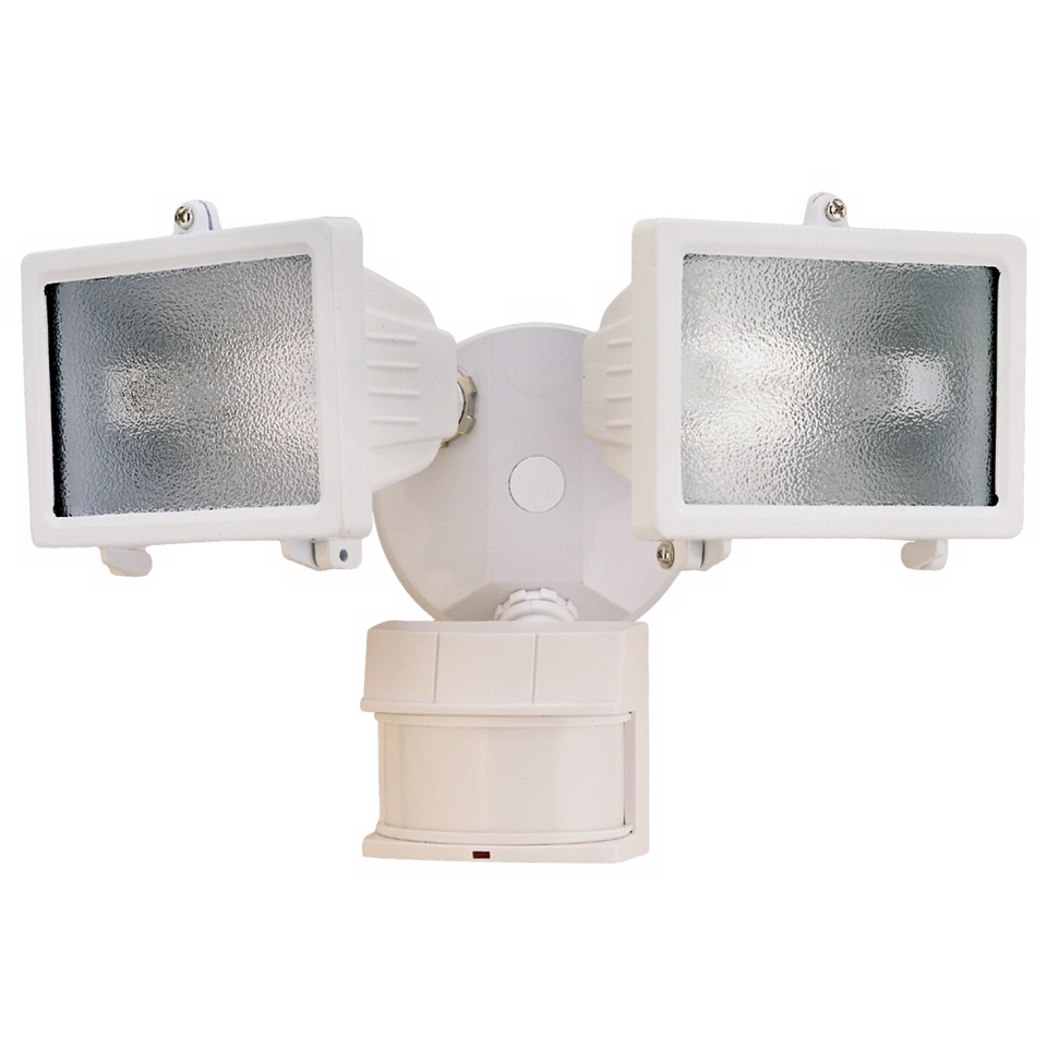 White Finish 13" Wide 2 Light Motion Sensor Security Light   #K6529