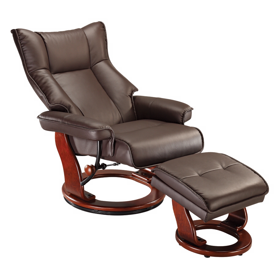 Morgan Espresso Faux Leather Ottoman and Swiveling Recliner   #K7871