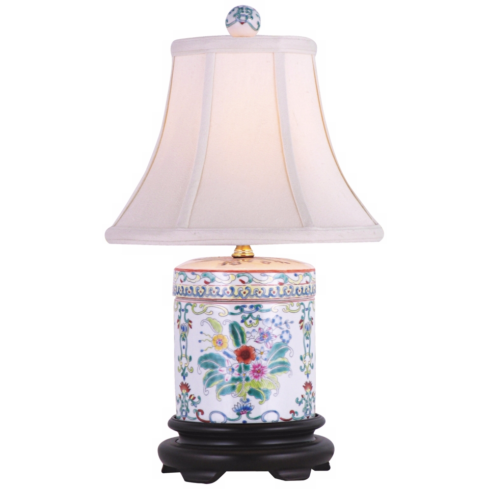 cover jar multicolored porcelain table lamp
