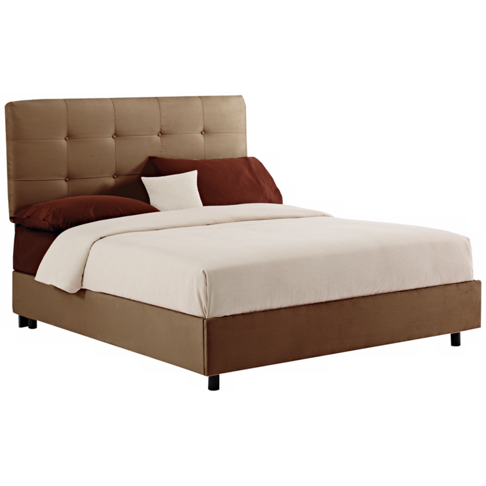 Khaki Microsuede Tufted Bed   #N6203