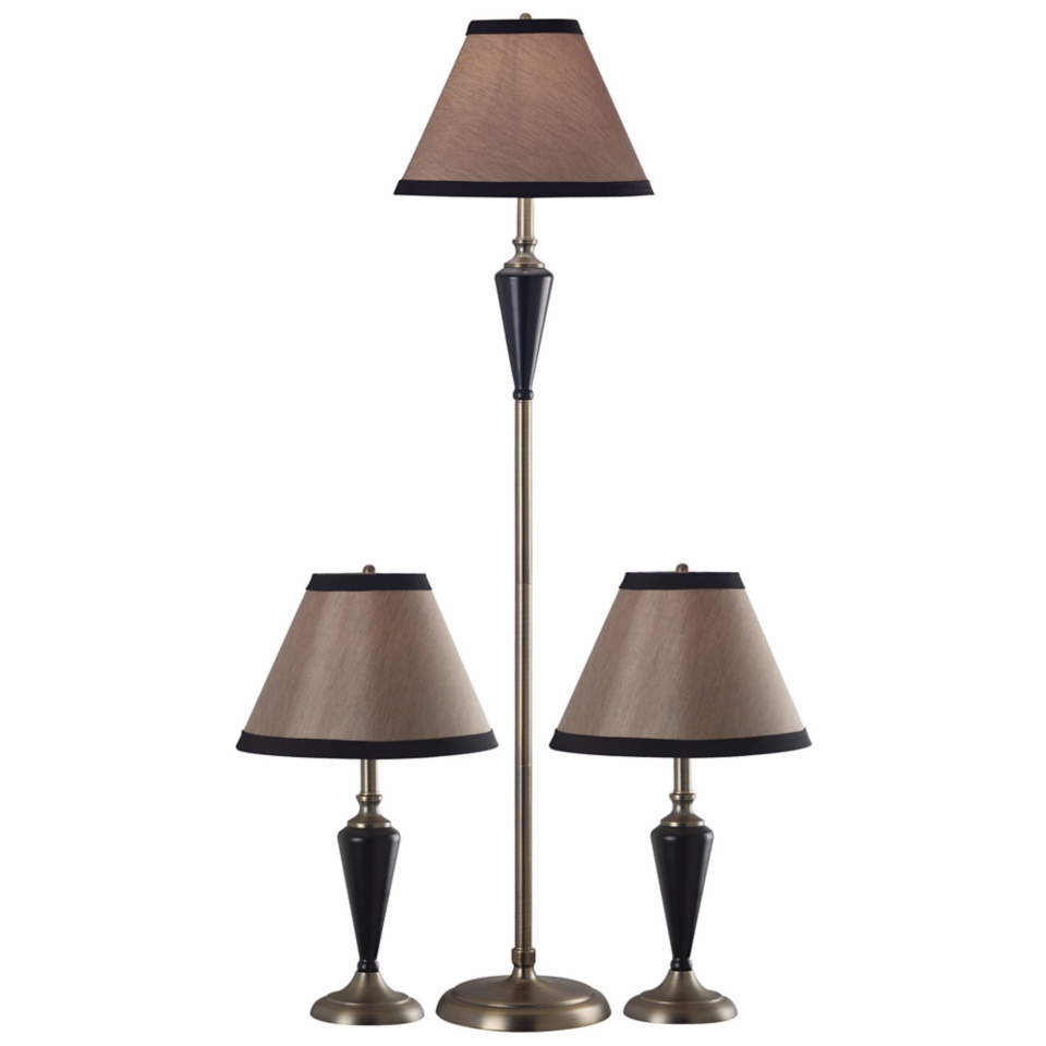 Set of 3 Hunley Bronze Floor and Table Lamps   #P0233