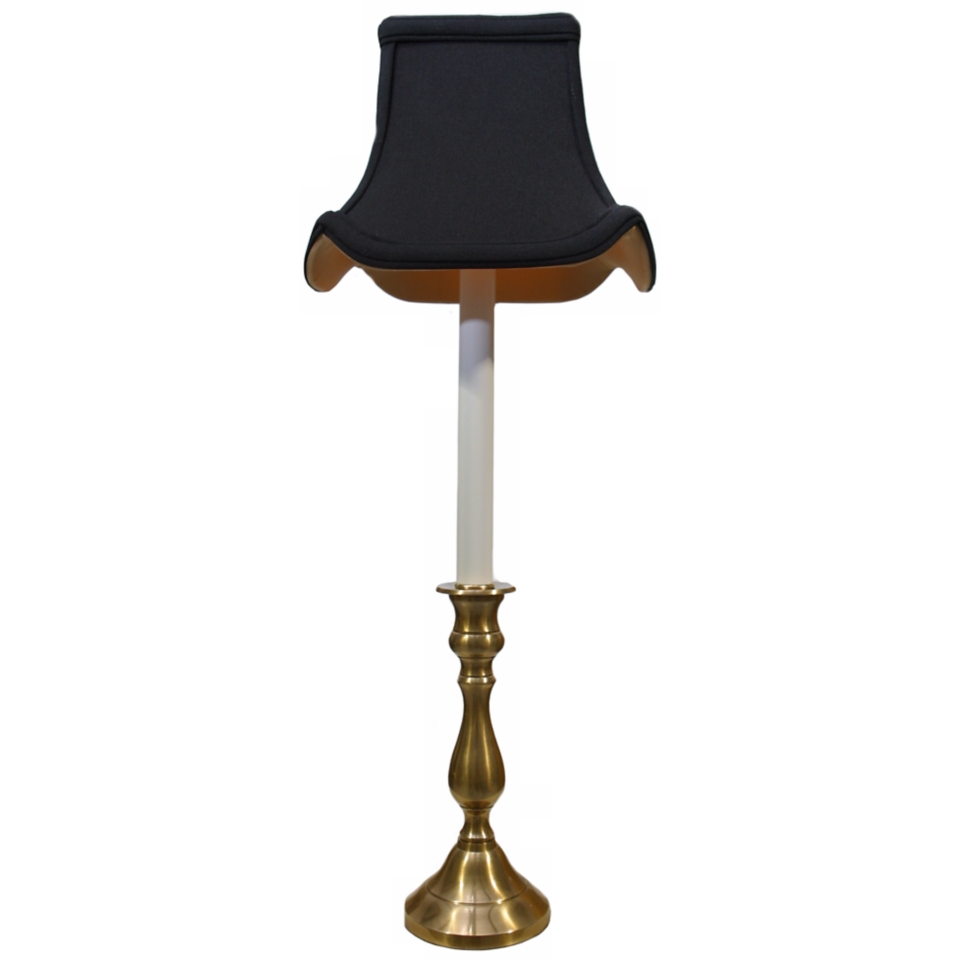 Antique Brass Black Shade Tall Candlestick Table Lamp   #P3275