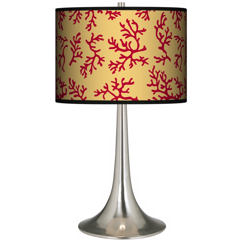 Crimson Coral Giclee Trumpet Table Lamp   #R1676 R7137
