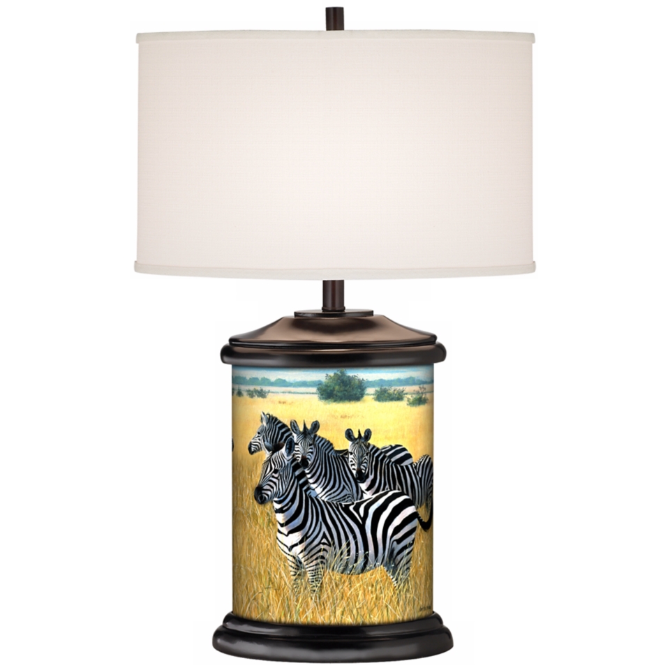 Zebra Family Giclee Art Base Table Lamp   #R2109 R7683