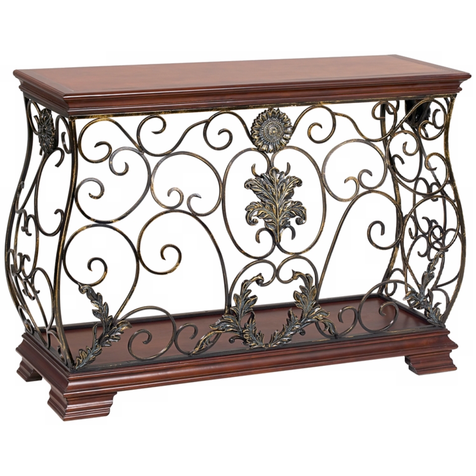 Antique Ironwork and Wood Console Table   #R2272