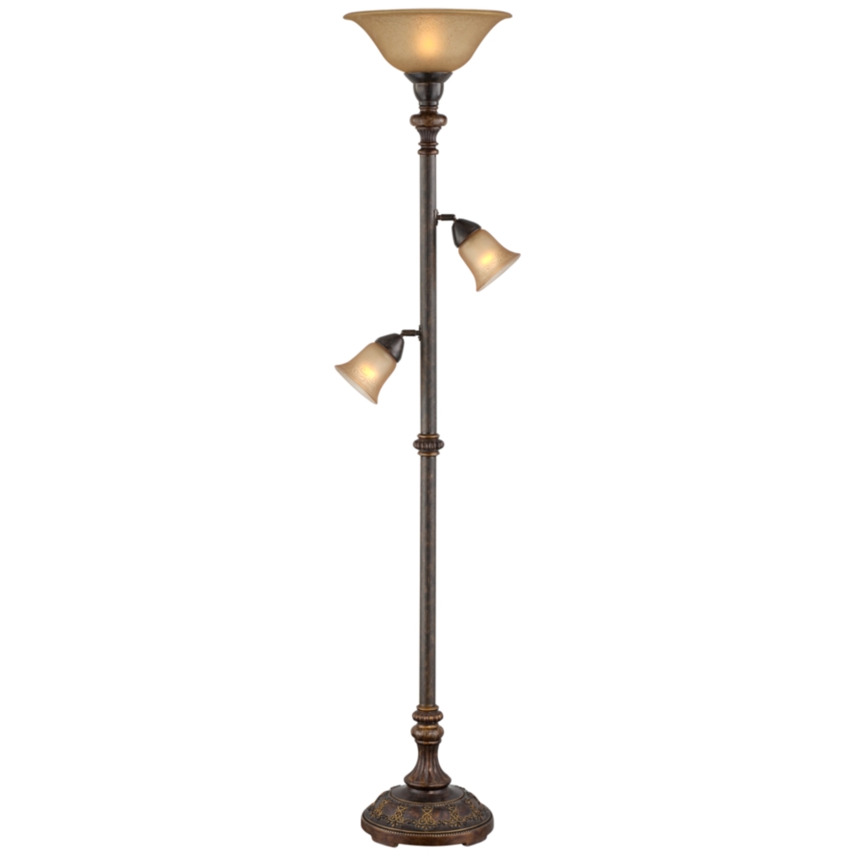 Italian Bronze 3 in 1 Torchiere Floor Lamp   #T3900