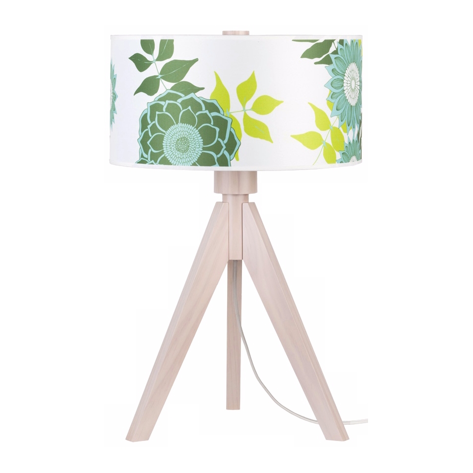 Lights Up Woody Pickled Anna Green Table Lamp   #T6220