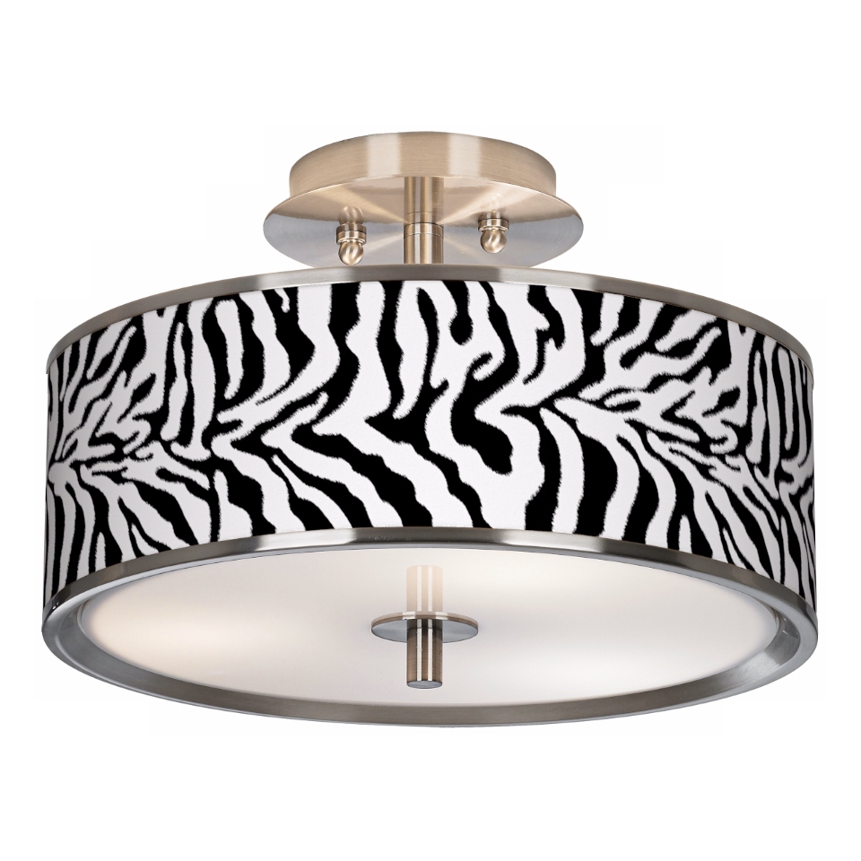 Safari Zebra Giclee Glow 14" Wide Ceiling Light   #T6396 U5737