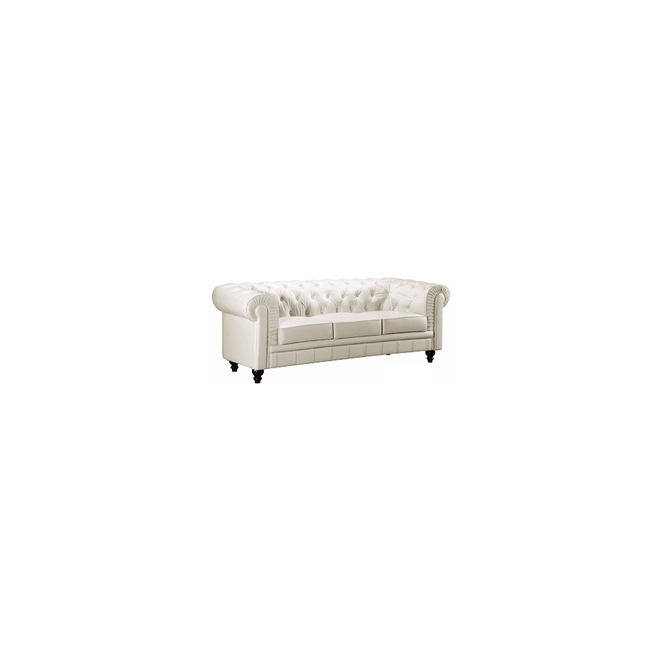 Zuo Aristocrat White Leather Sofa   #T7721