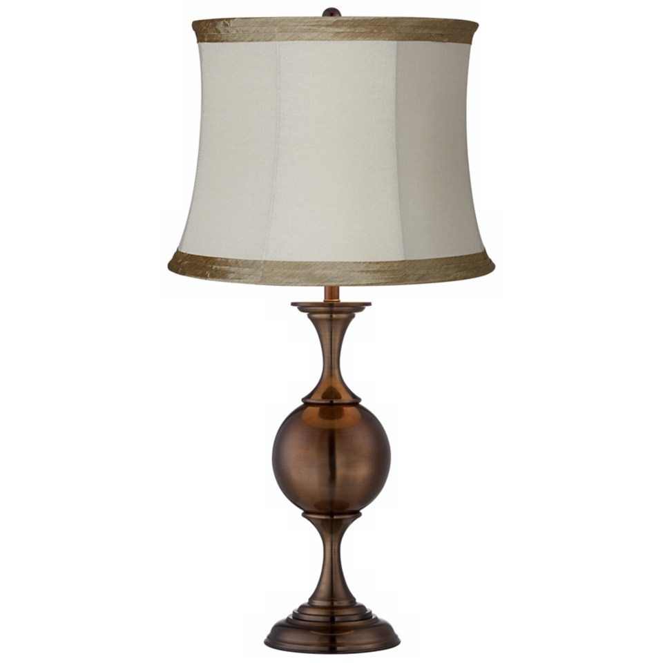 Ivory Linen Bronze Center Sphere Table Lamp   #U5626 97209