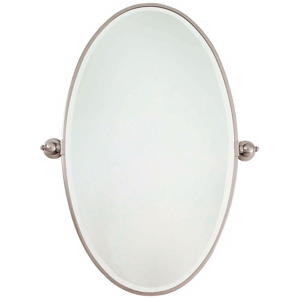 Minka 36" High Oval Brushed Nickel Bathroom Wall Mirror   #U8970