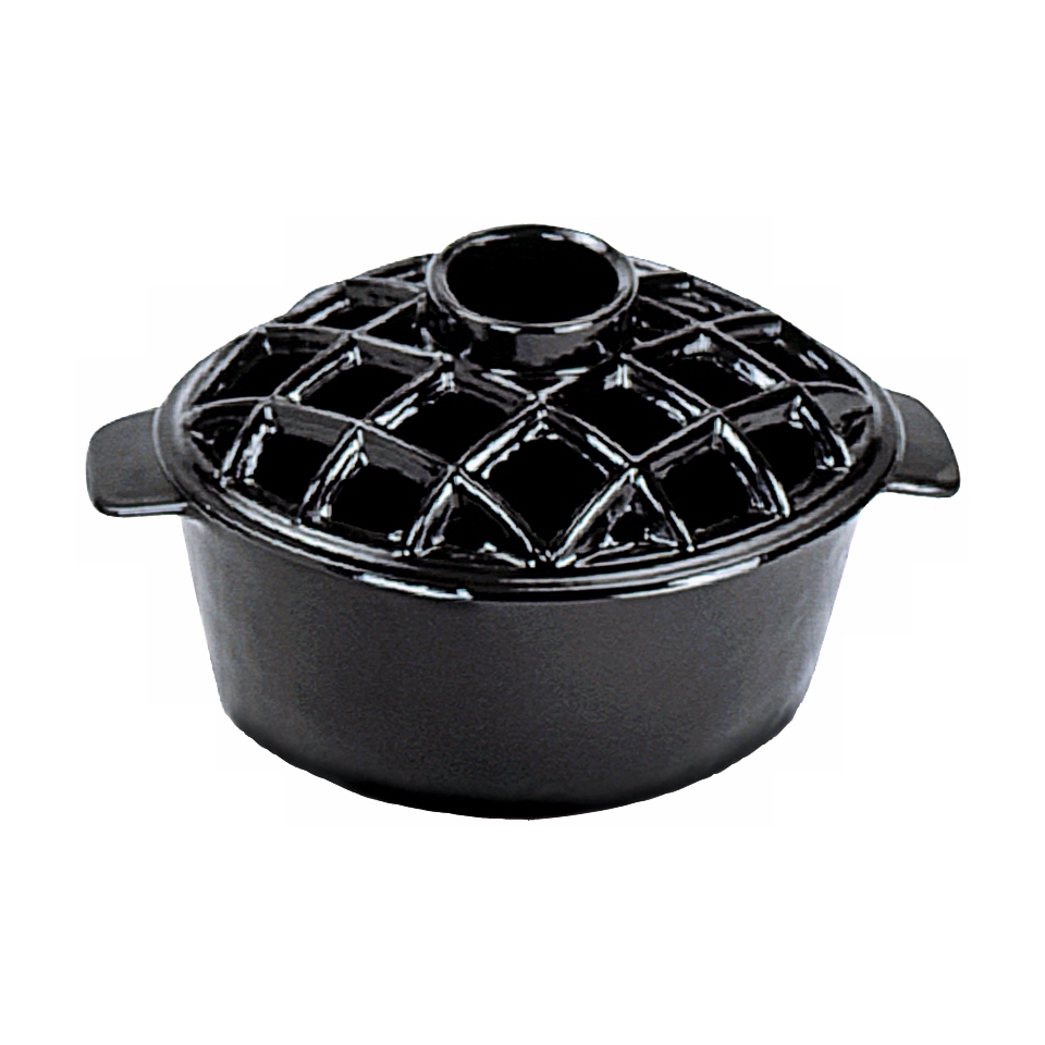 2 1/4 Quart Black Cast Iron Steamer Pot with Lattice Top   #U9293