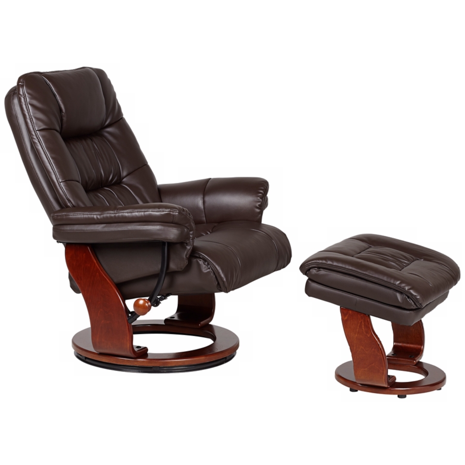 Fairway Kona Brown Faux Leather Recliner with Ottoman   #V0152