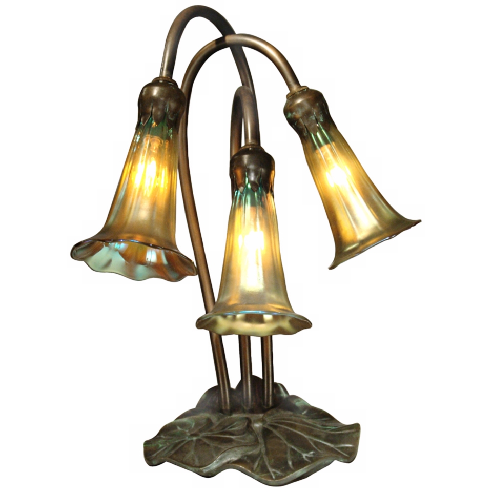 Gold Lily Replica 12 Light Dale Tiffany Table Lamp   #V0096
