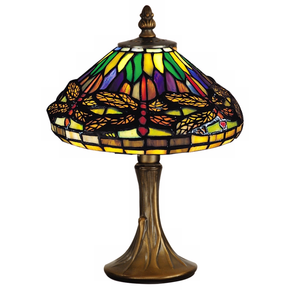 Dragonfly Antique Brass Dale Tiffany Accent Lamp   #V0836