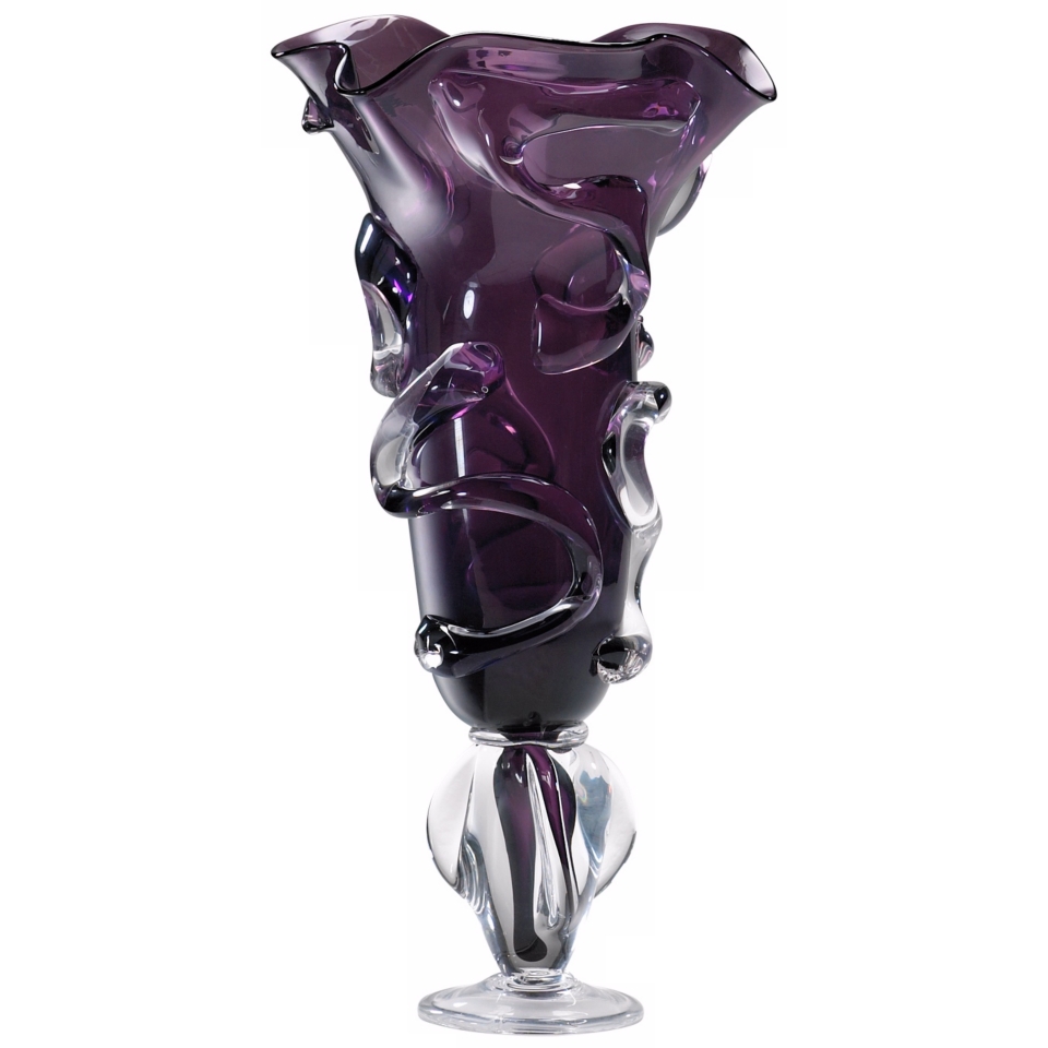 Large Tyrian Purple and Clear Art Glass Vase   #V1355