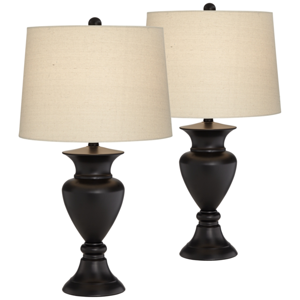 Set of 2 Metal Urn Bronze Table Lamps   #V1854