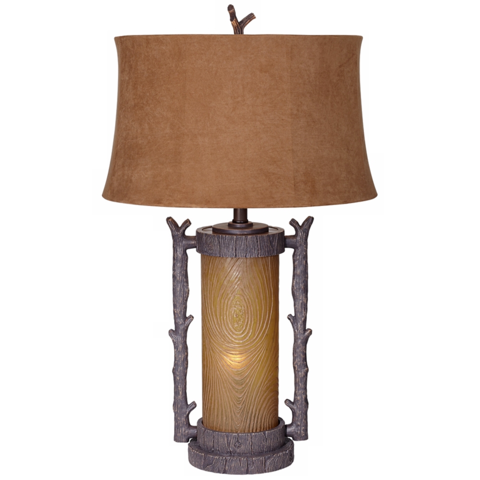 Rustic   Lodge, With Night Light Table Lamps