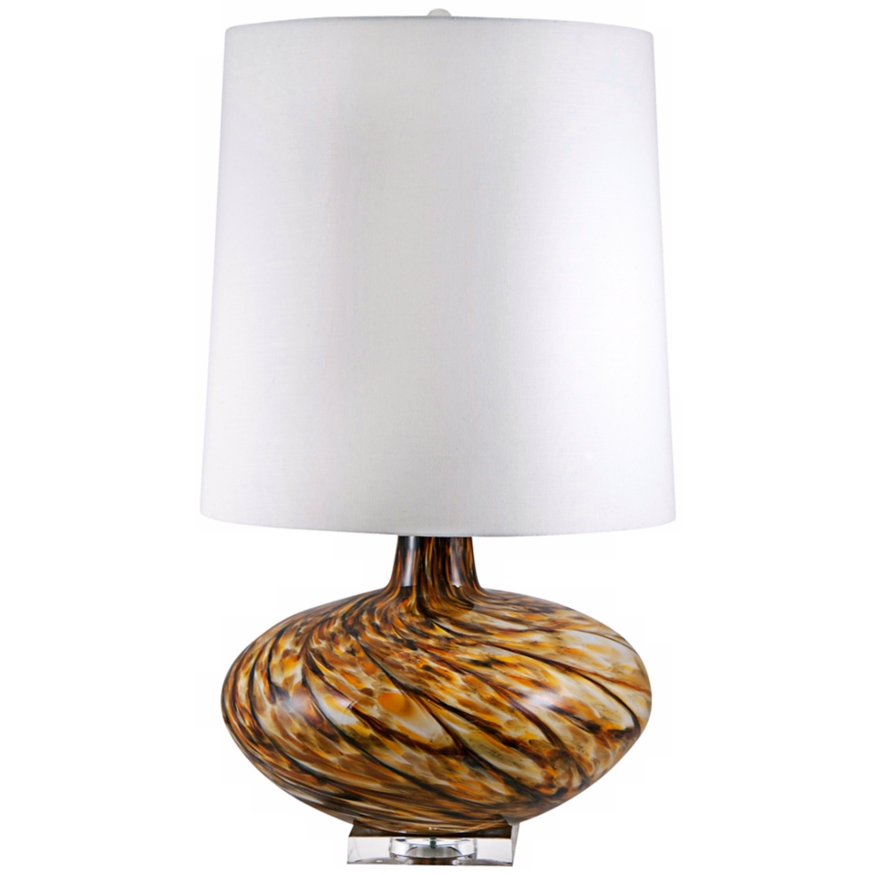 Swirl Amber Art Glass Table Lamp   #V2593