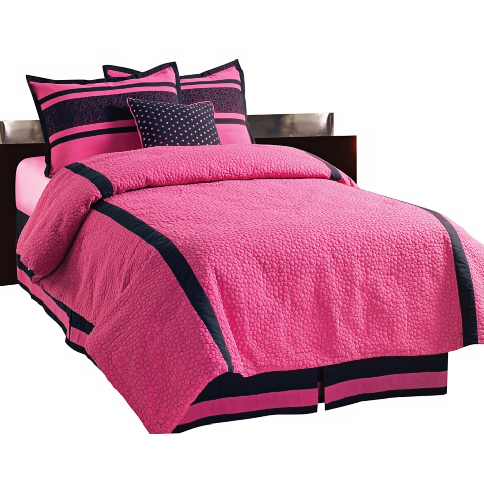 Pebbles Pink and Black Comforter Bedding Sets   #V3245