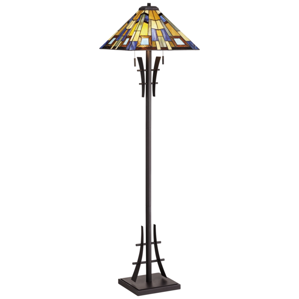 Robert Louis Tiffany Jewel Tone Art Glass Floor Lamp   #V3461