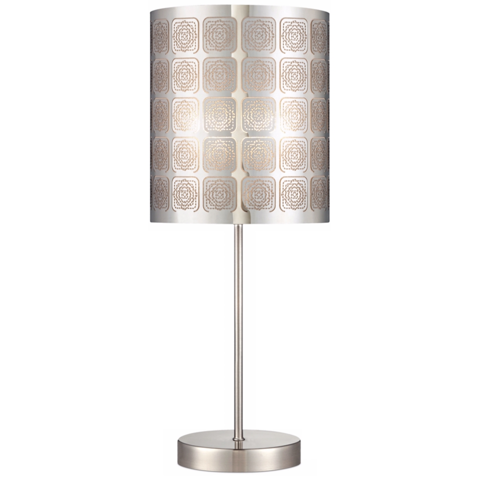 Cut Out Steel Square Pattern 19 1/2" High Accent Table Lamp   #V3732