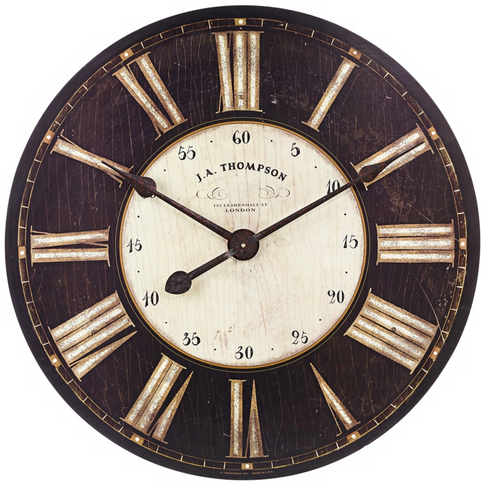 Uttemost J.A. Thompson 29 1/4 Wide Antique Black Wall Clock   #V6234