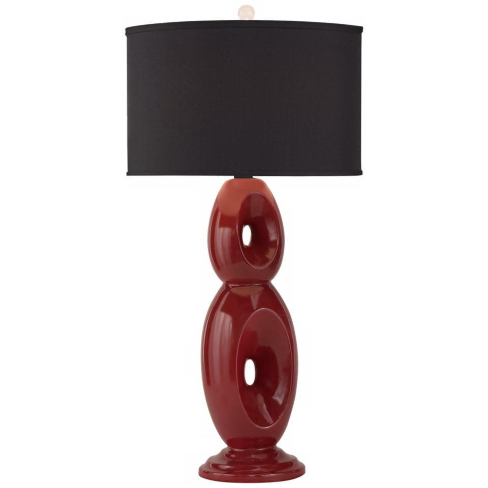 Thumprints Loop Red With Black Shade Table Lamp   #V7316