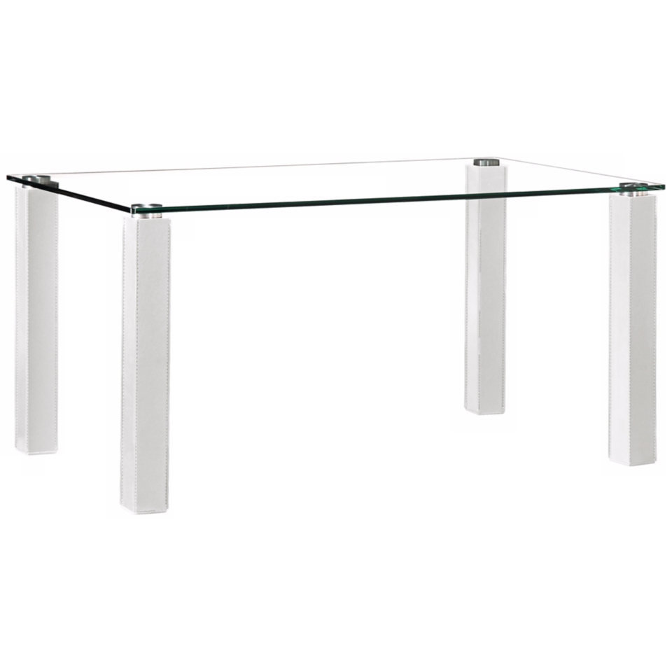 Zuo Flag White Leatherette and Glass Dining Table   #V9249