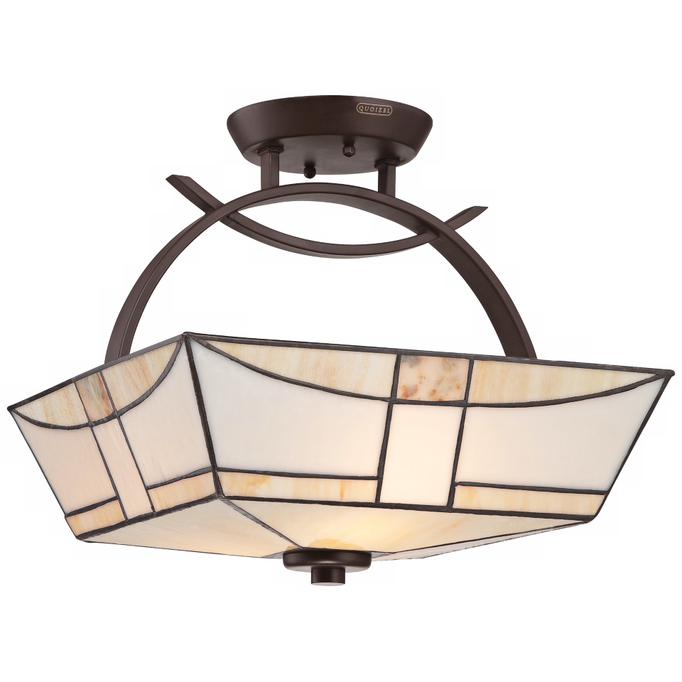 Quoizel Zachary 14 Wide Tiffany Style Ceiling Light Fixture   #W0669