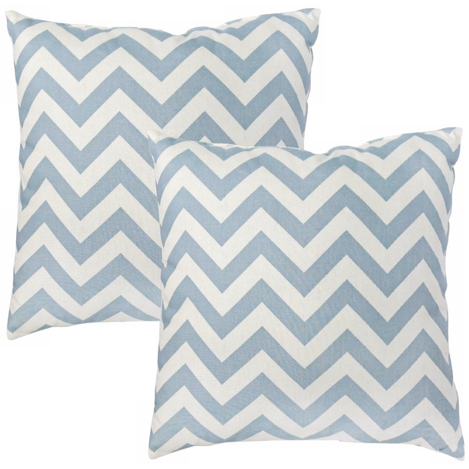 Set of 2 Blue Zig Zag Toss Pillows   #W6712