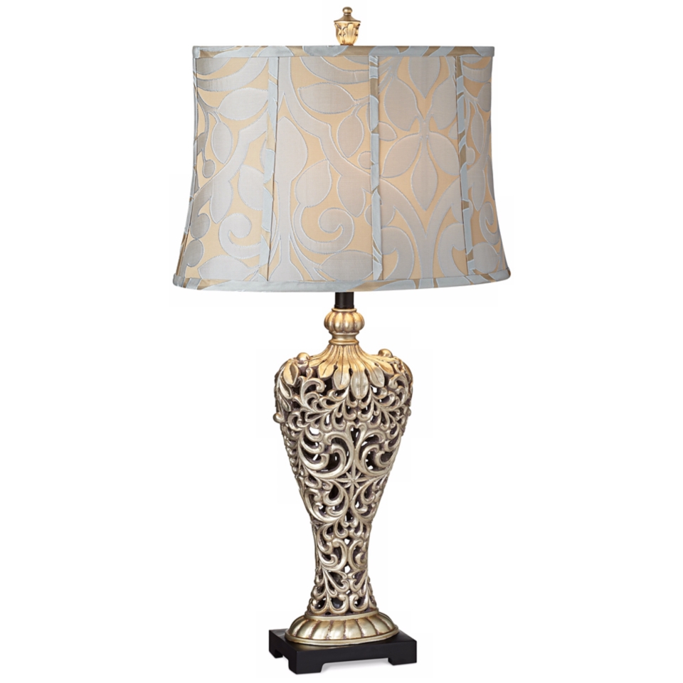 Possini Carved Silver Leaf Table Lamp   #W8436