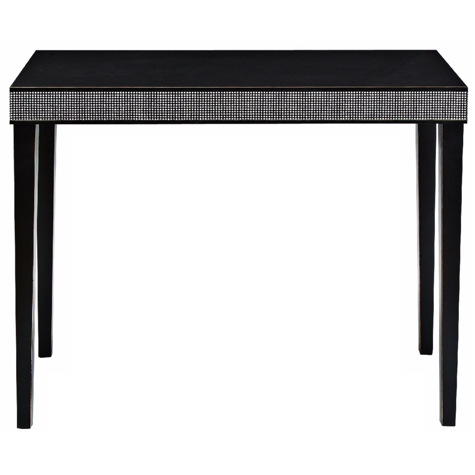 Black and White Checked Accent Black Wood Table   #W8543