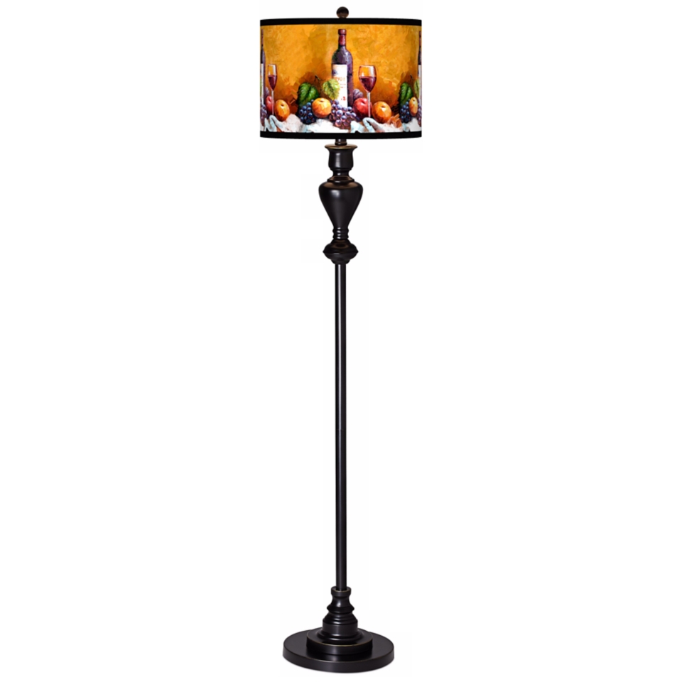 Wine and Fruit Giclee Glow Black Bronze Floor Lamp   #W9956 X2732