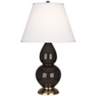 Robert Abbey Coffee and Brass Double Gourd Ceramic Table Lamp