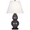 Robert Abbey Ash and Bronze Double Gourd Ceramic Table Lamp