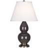 Robert Abbey Ash and Silver Double Gourd Ceramic Table Lamp