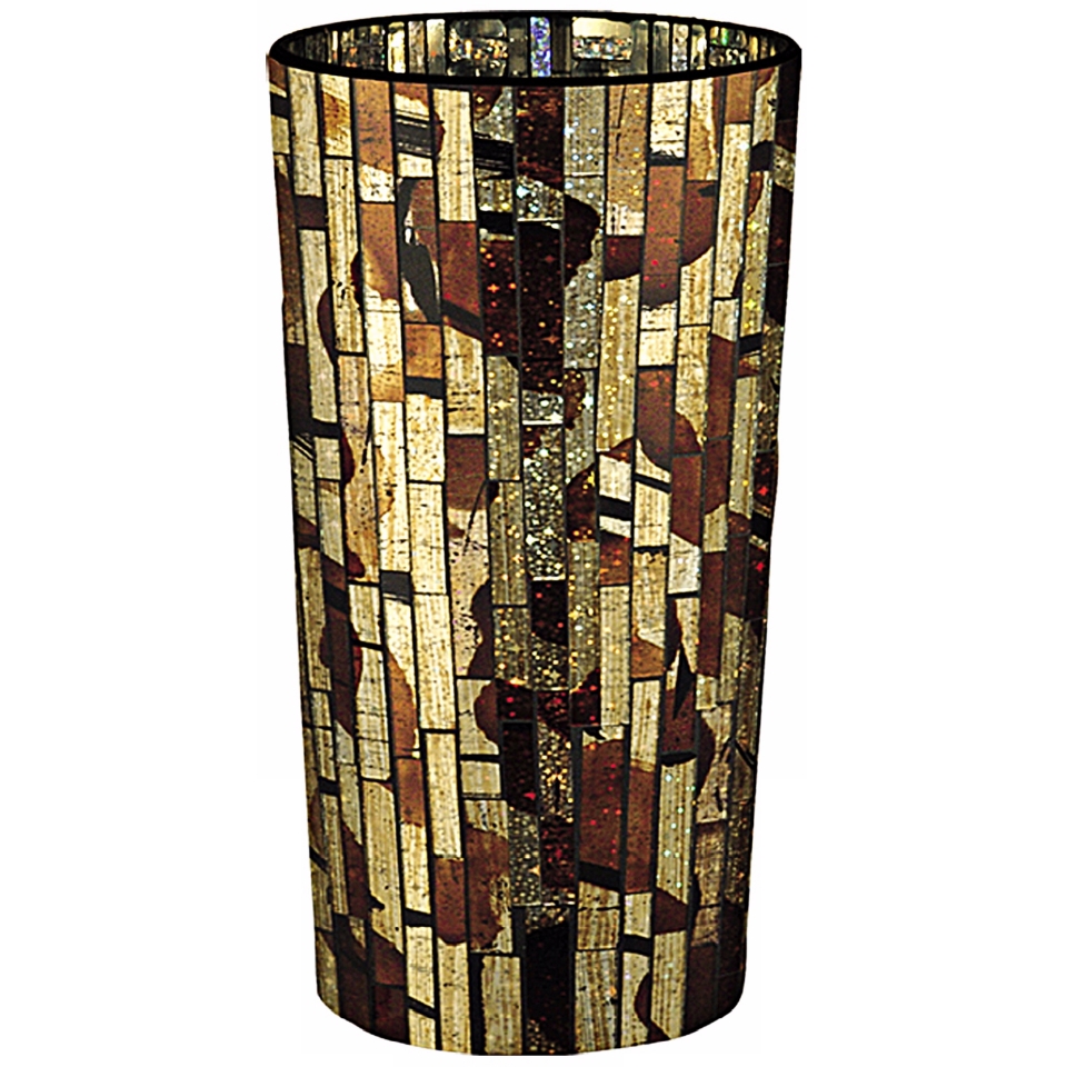 Dale Tiffany Bella Terra Small Cylinder Mosaic Glass Vase   #X5120