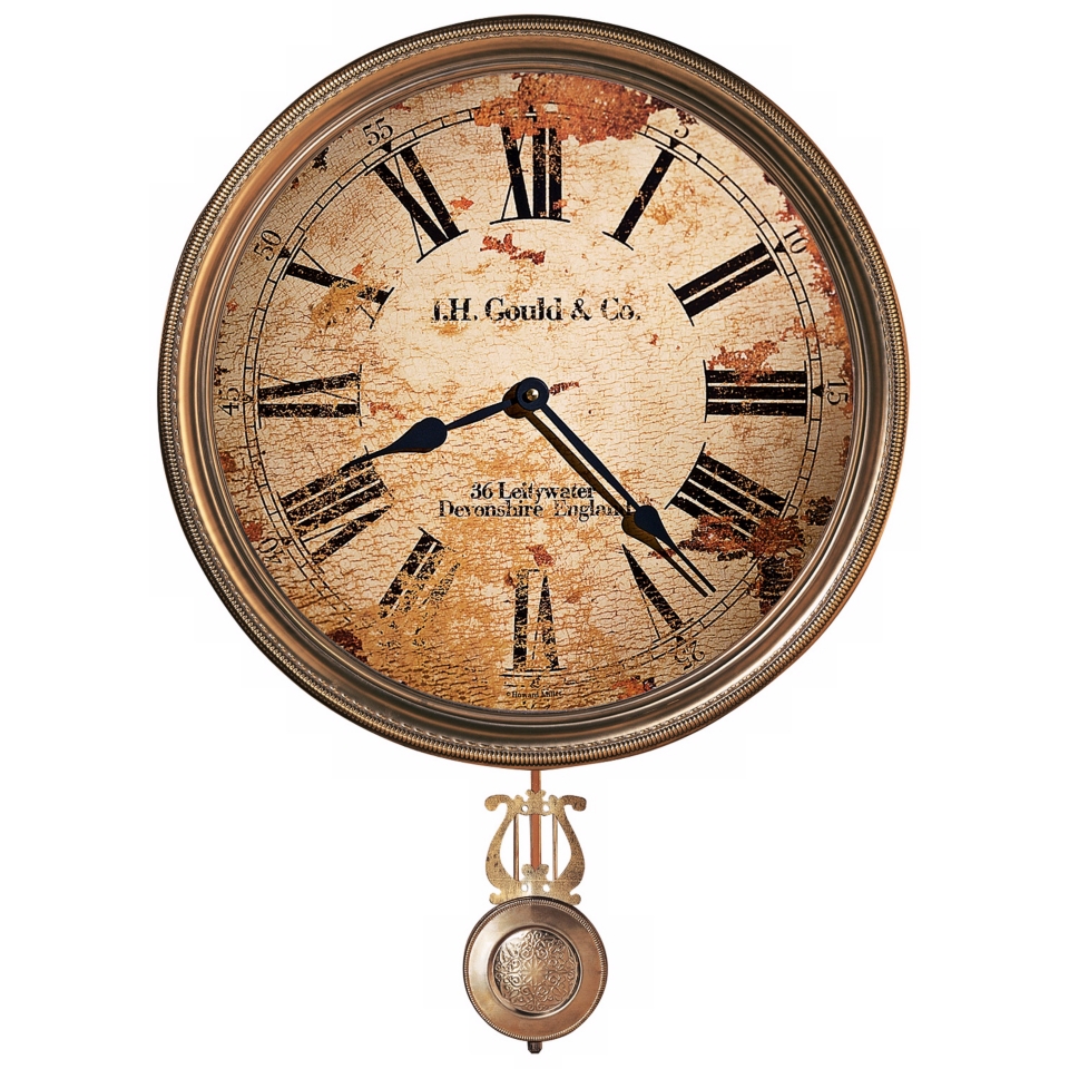 Howard Miller J.H. Gould 21" High Brass Wall Clock   #X5308