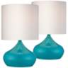 Steel Droplet 14 3/4&quot;H Teal Blue Small Accent Lamps Set of 2