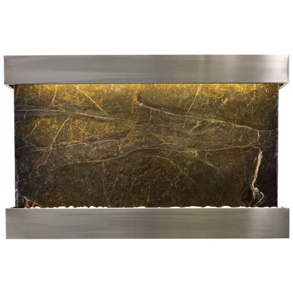 Quarry Green Marble and Steel 51" Wide Wall Fountain   #X9051