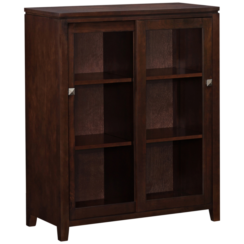 Cosmopolitan Coffee Brown Wood Medium Storage Cabinet   #Y6458