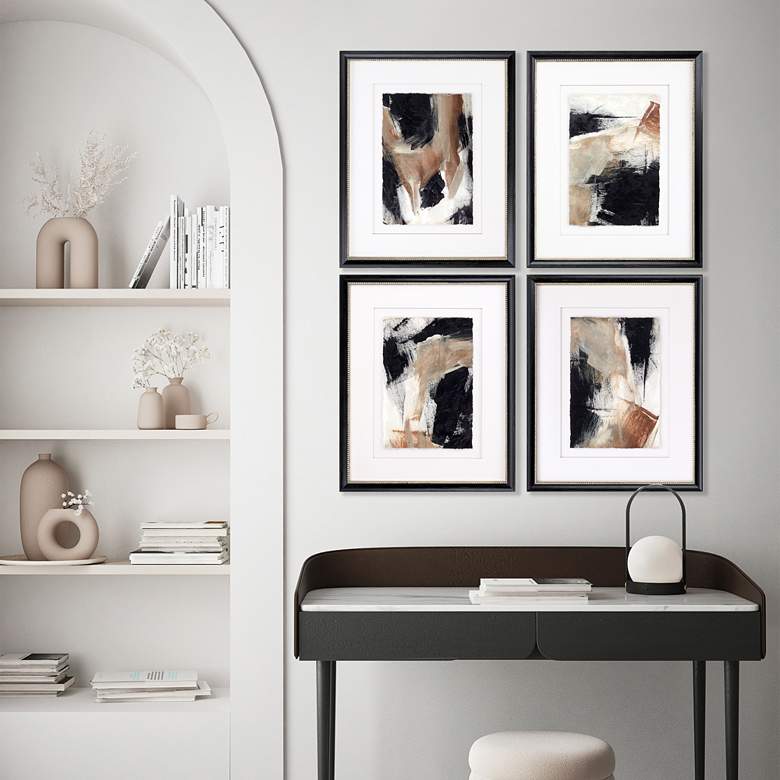 Image 1 Baked Paintstrokes 26" High 4-Piece Framed Wall Art Set in scene