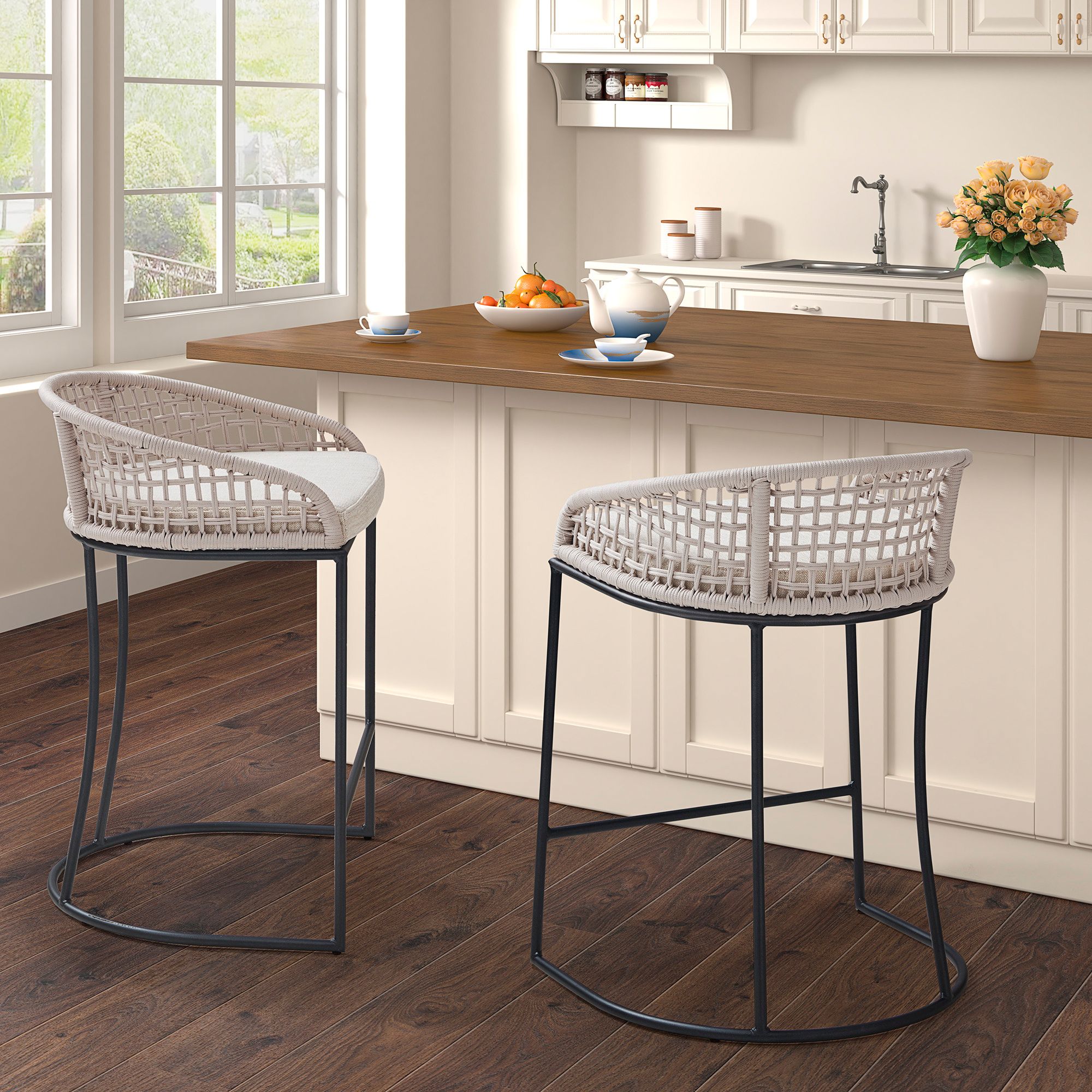 Woven rope bar online stools